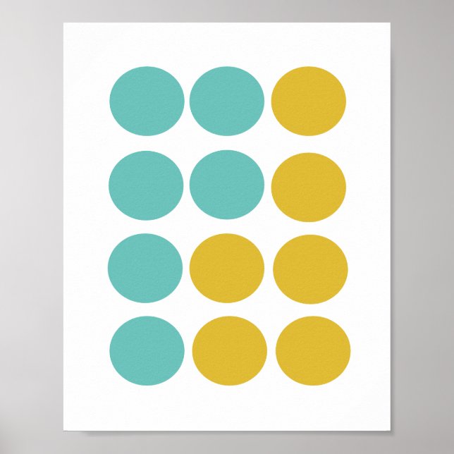Circles, mid century modern mustard and teal poster (Front)
