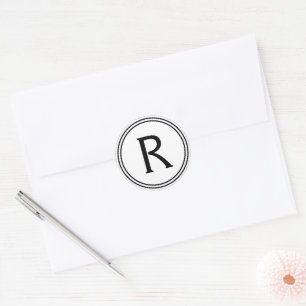 Circles Monogram Classic Round Sticker
