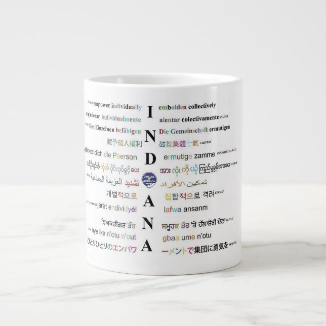 Circles of America - Languages of Indiana III Large Coffee Mug (Front)
