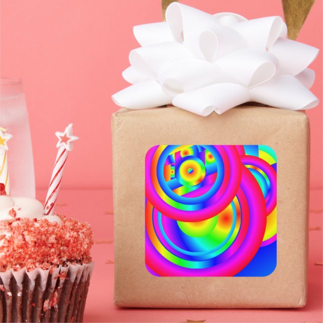 Circles of Colour Square Sticker (Party)