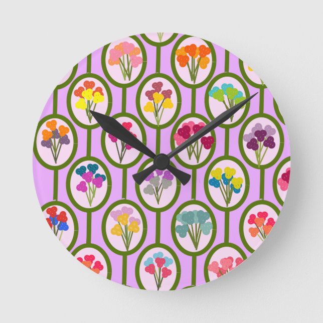 Circles of Flowers  Round Clock (Front)