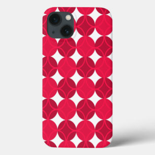 Circles on Circles - Cranberry and Grey iPhone 13 Case