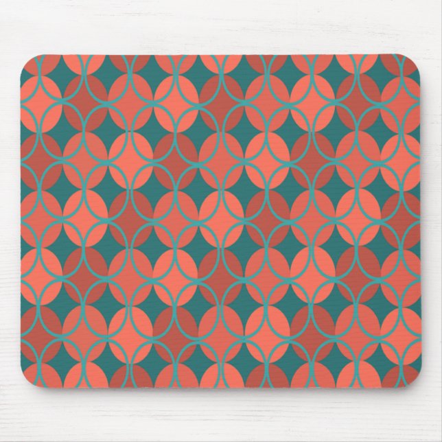 Circles on Circles - Teal and Orange Mouse Pad (Front)