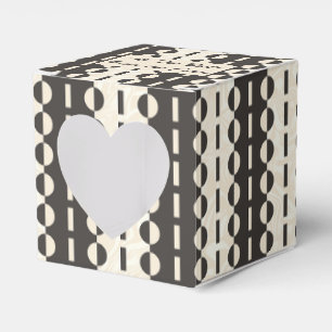 Circles on Stripes - Charcoal Cream Heart  Favour Box