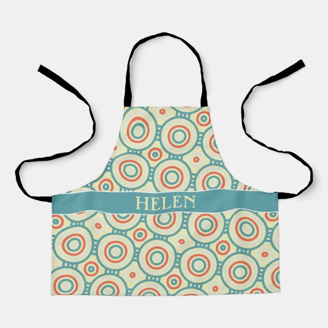Circles Orange Blue Minimal Pattern Apron (Front)