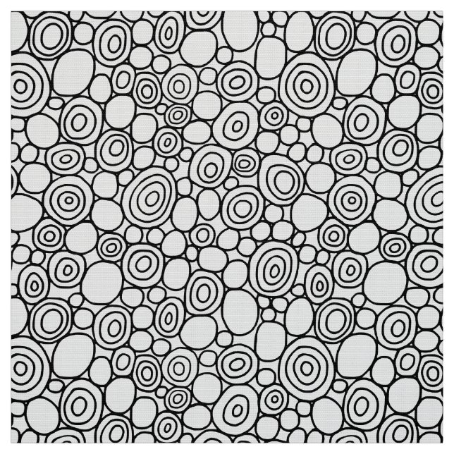 Circles Pattern 210819 - Black and White Fabric (Swatch)