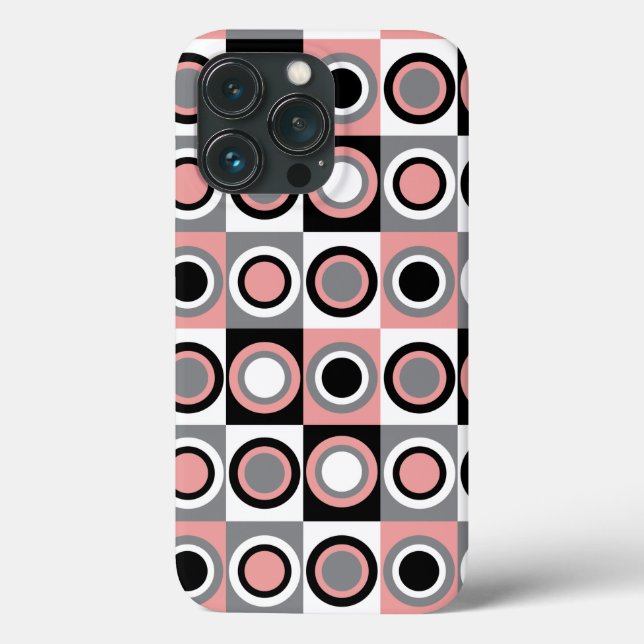 Circles Pattern Girly Pink Black White Grey Case-Mate iPhone Case (Back)
