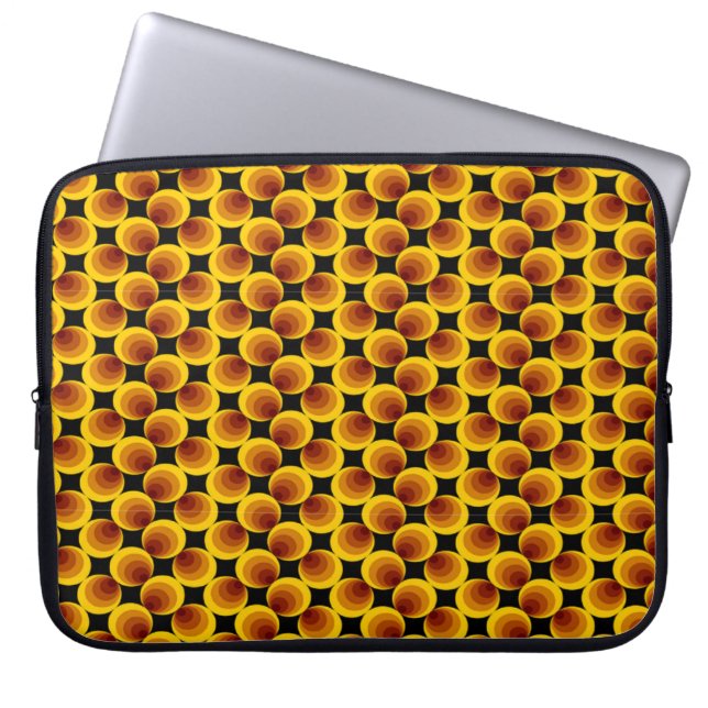 Circles pattern on black laptop sleeve (Front)