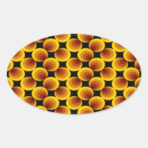 Circles pattern on black oval sticker