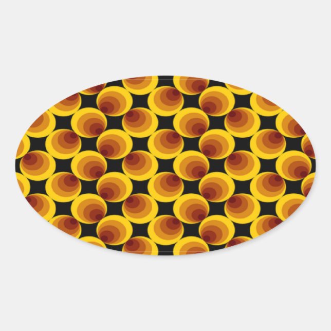 Circles pattern on black oval sticker (Front)