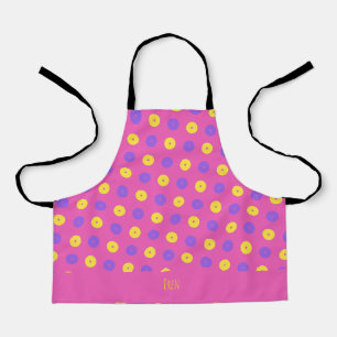 Circles Pink Yellow Minimal Pattern Apron