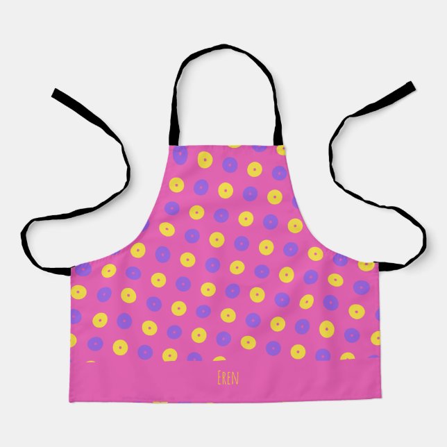 Circles Pink Yellow Minimal Pattern Apron (Front)