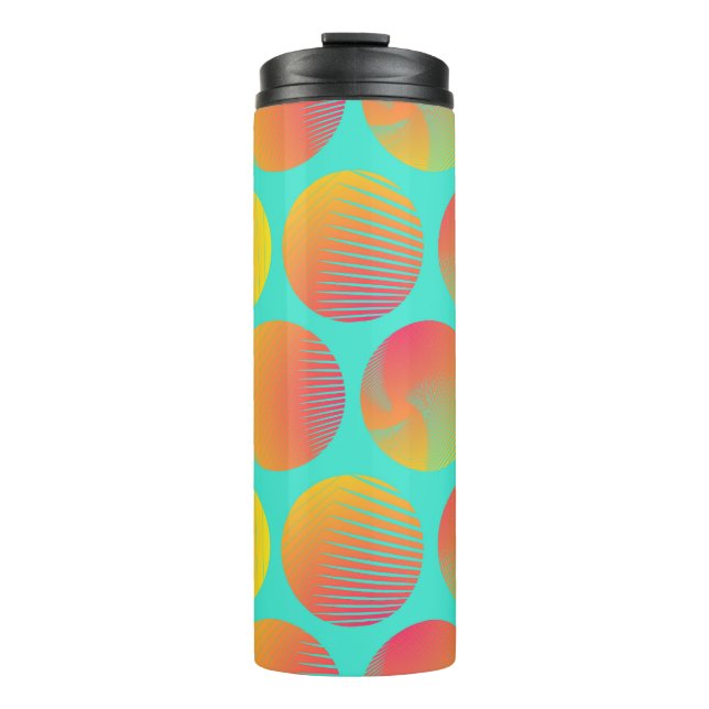 Circles Seamless Pattern: Orange and Blue. Thermal Tumbler (Front)