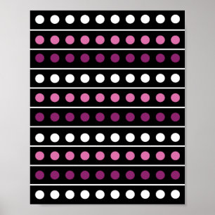 Circles Stripes White Pink Purple Black Background Poster