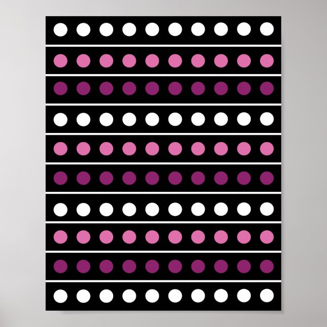 Circles Stripes White Pink Purple Black Background Poster (Front)