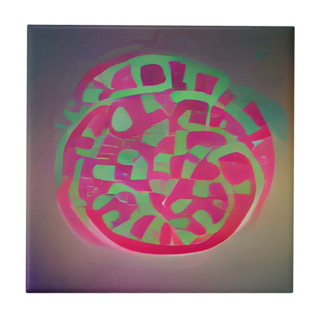 Circles watermelon green backlight abstract art ceramic tile (Front)