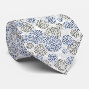 Circles with grey and blue leopard skin print tie