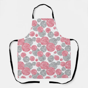 Circles with grey and red leopard skin print Apron
