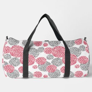 Circles with grey and red leopard skin print Duffle Bag