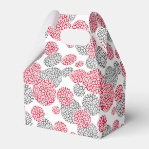  Circles with grey and red leopard skin print  Favour Box
