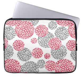  Circles with grey and red leopard skin print  Laptop Sleeve