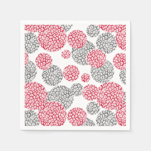 Circles with grey and red leopard skin print Napkin