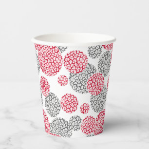  Circles with grey and red leopard skin print  Paper Cups