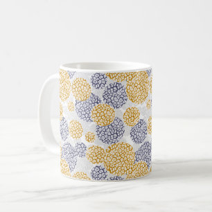 Circles with yellow and blue leopard skin print coffee mug