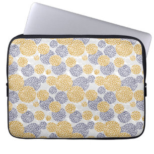 Circles with yellow and blue leopard skin print laptop sleeve