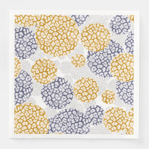 Circles with yellow and blue leopard skin print napkin