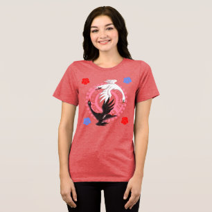 Circling Swans Love Conquers All Romantic Art Tri-Blend Shirt