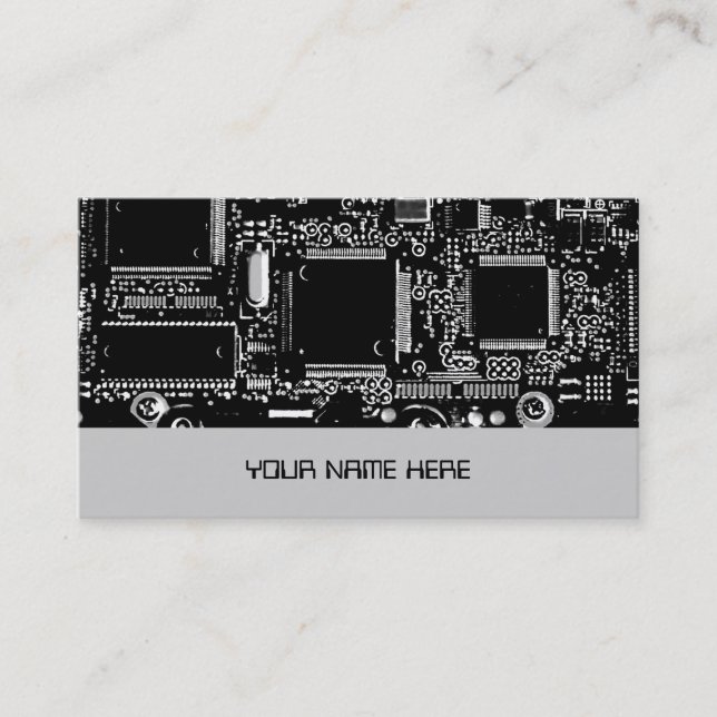 Circuit B & W 2 business card template grey (Front)