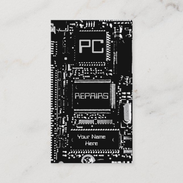 Circuit B & W 'PC repairs' business card white (Front)