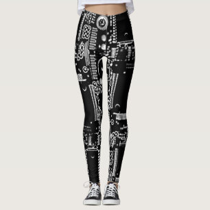 Circuit Black and White 2 all over leggings