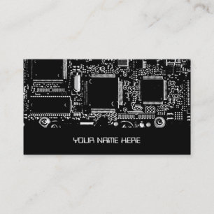 Circuit Black and White 2 business card template