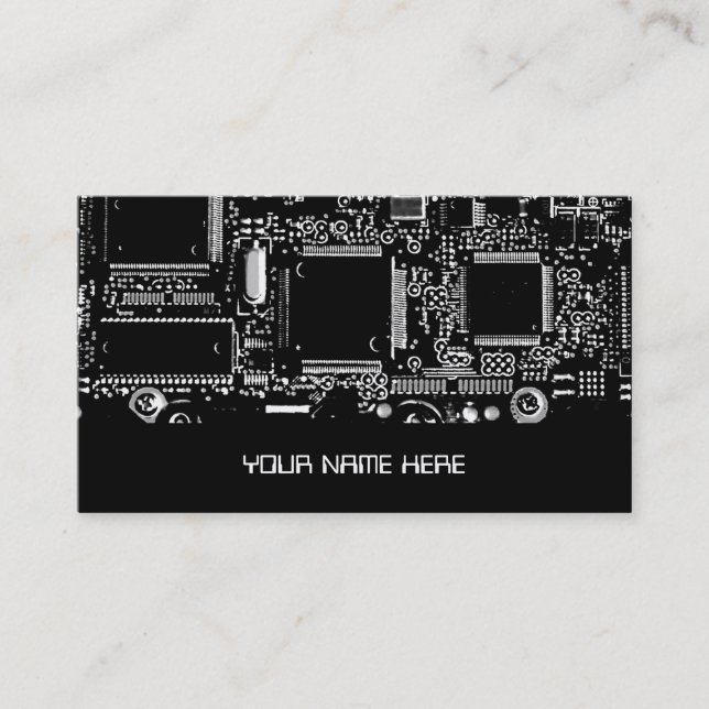 Circuit Black and White 2 business card template (Front)