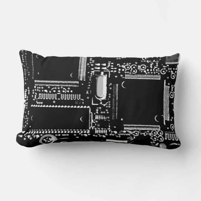 Circuit Black and White 2 throw pillow lumbar (Front)
