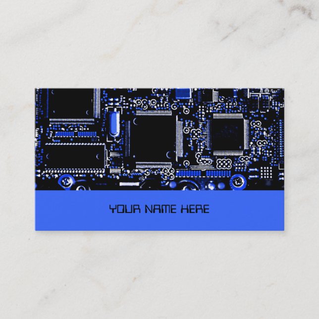 Circuit Blue 2 business card template blue (Front)