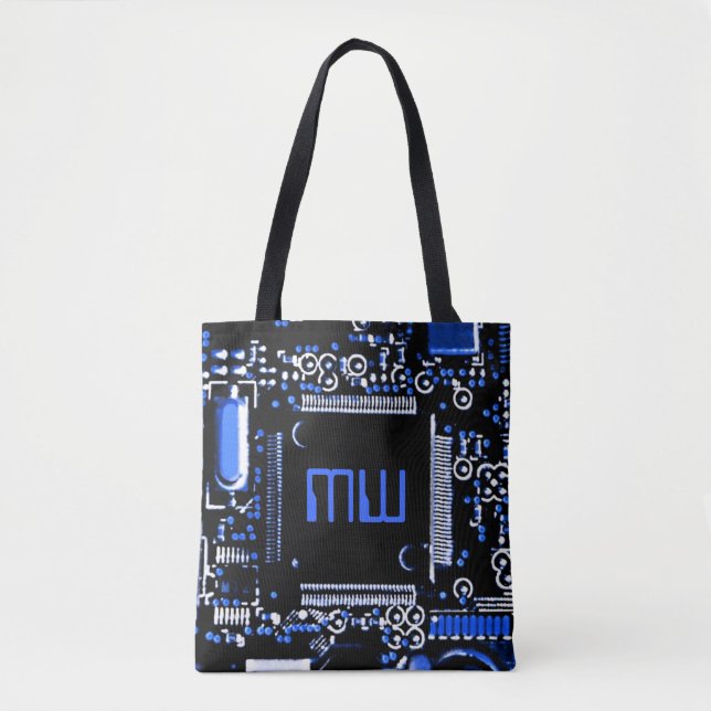 Circuit Blue 2 Monogram all over tote blue back Bag (Front)