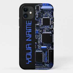 Circuit Blue 2 "Name" iPhone case side black