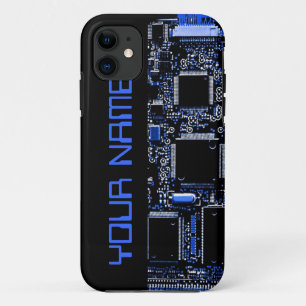 Circuit Blue 2 "Name" iPhone case side black