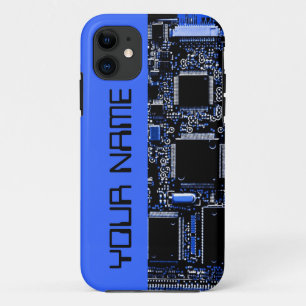 Circuit Blue 2 "Name" iPhone case side blue