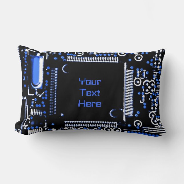 Circuit Blue 2 'Your Text' throw pillow lumbar (Front)