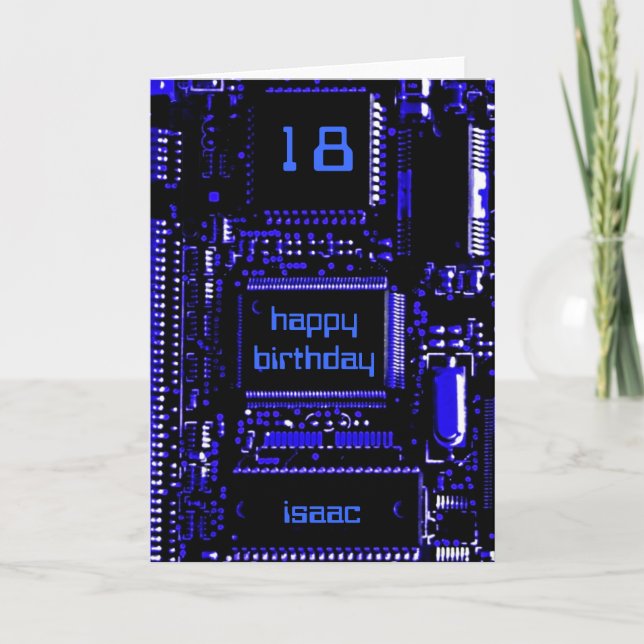 Circuit Blue 'Age and Name' birthday card (Front)