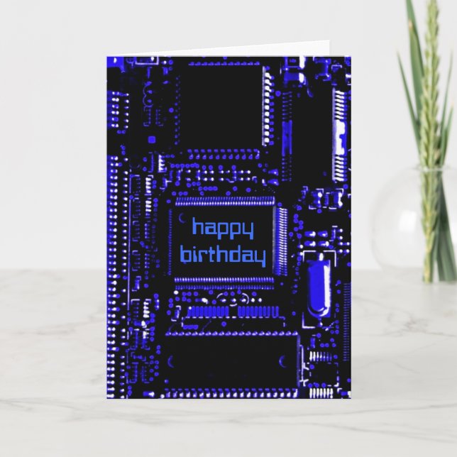 Circuit Blue 'Happy Birthday' card front text (Front)