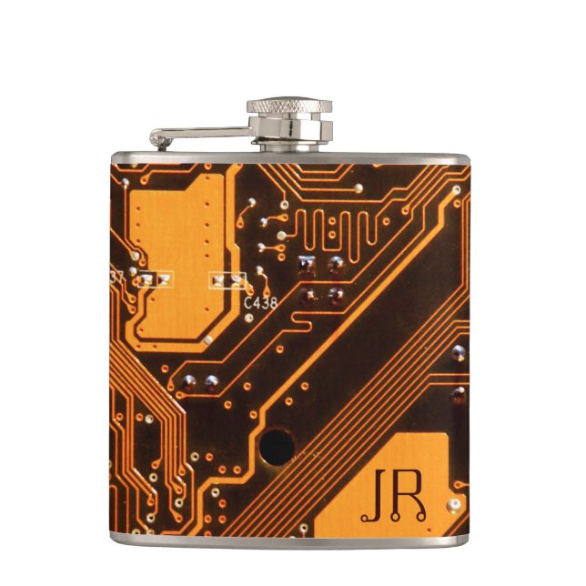 Circuit Board 2 Wrapped Flask (Front)