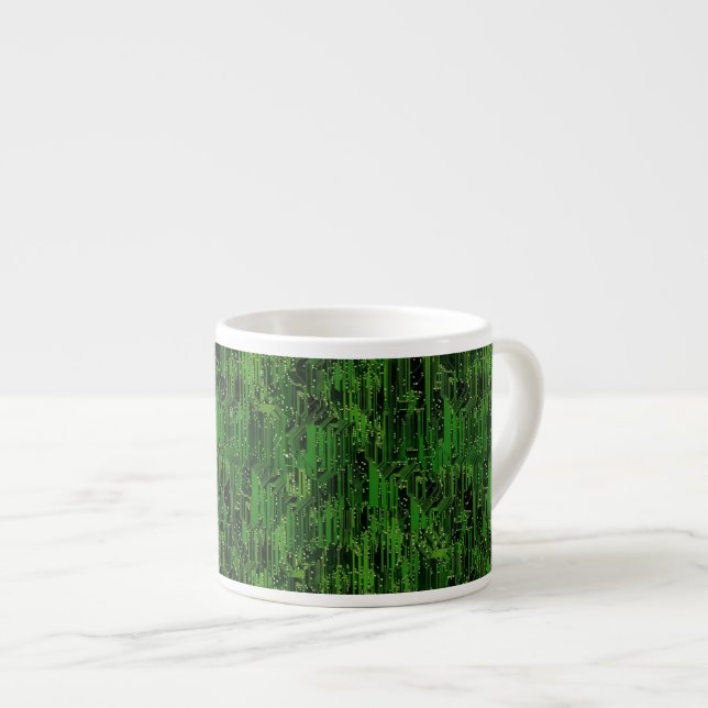 Circuit board background espresso cup (Front Right)