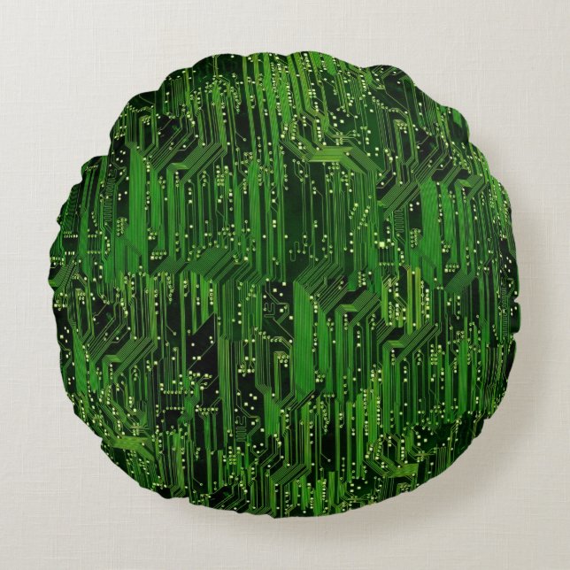 Circuit board background round cushion (Front)