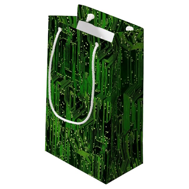 Circuit board background small gift bag (Back Angled)