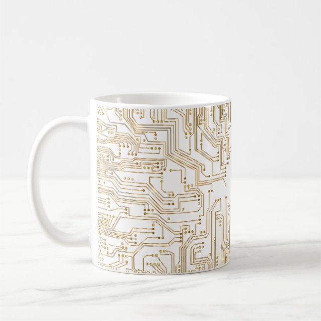 Circuit board background wallpaper coffee mug (Left)